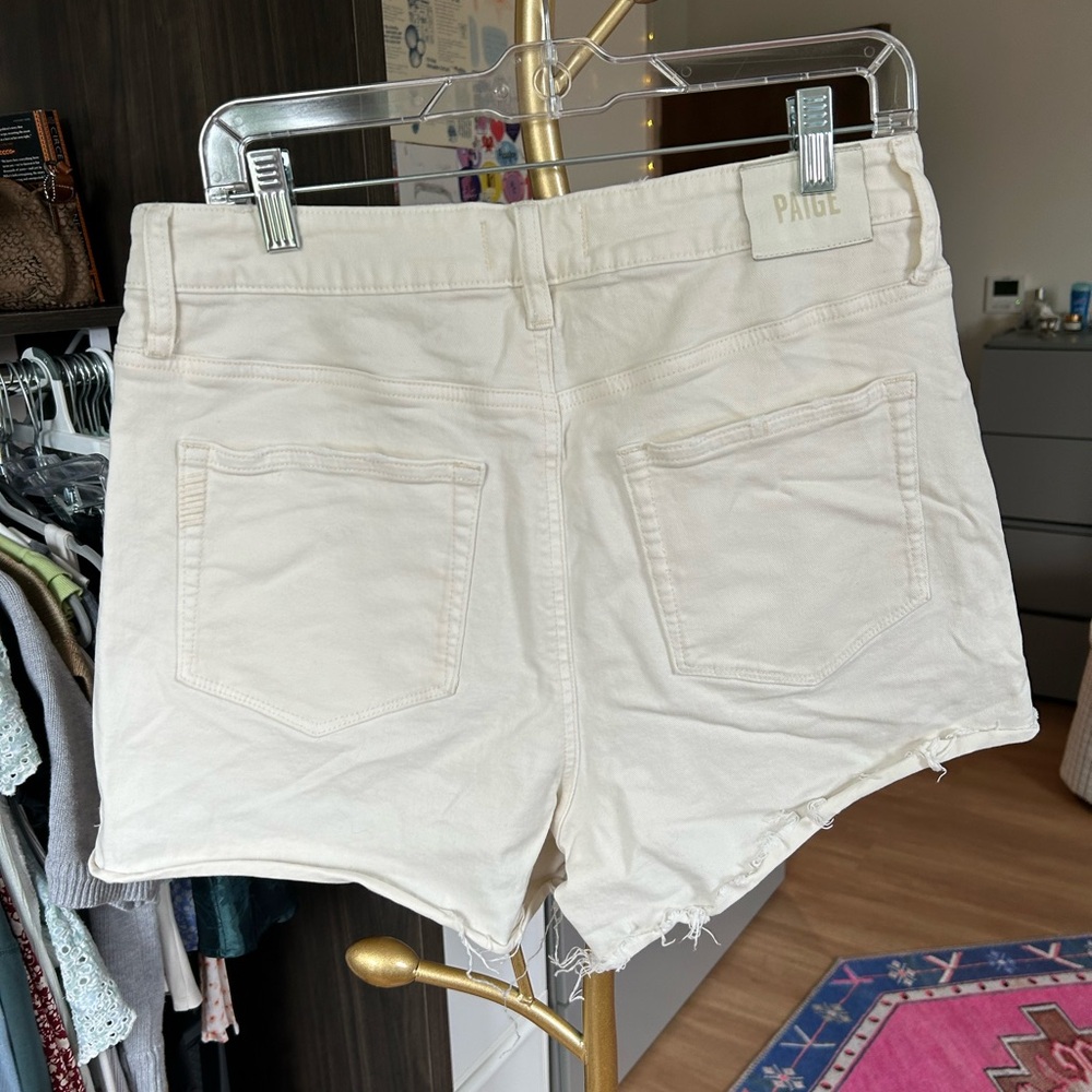 Paige white fray denim shorts